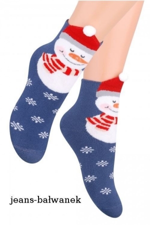 Детские махровые носки со снеговиком Steven 096