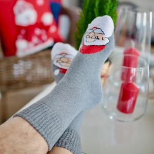 Мужские махровые носки с Дедом Морозом Steven